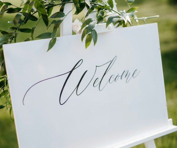 sign welcome to the event